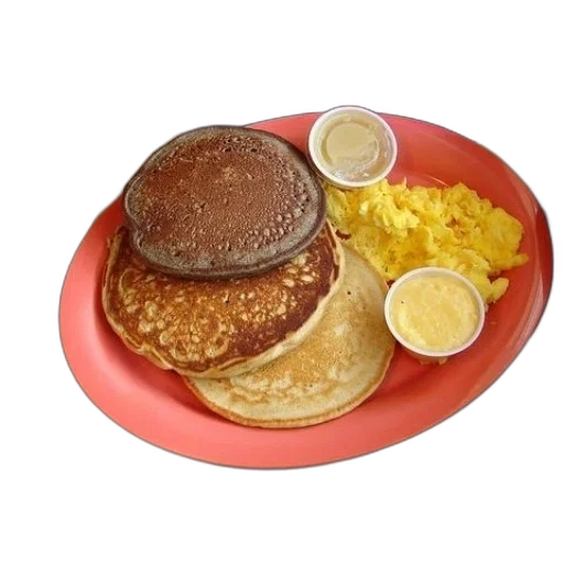 food, photorealistic, plate, pancakes transparent PNG cut-out