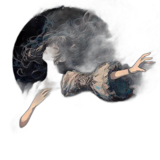 dragon, hair, dress, mask transparent PNG cut-out