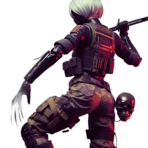 robot, weapon, concept art, cyberpunk transparent PNG cut-out