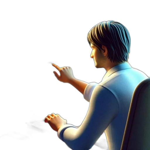 robot, staff, 3d render, concept art transparent PNG cut-out