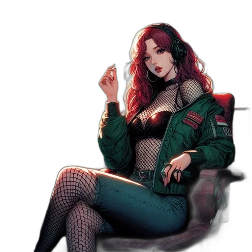 jacket, staff, weapon, cyberpunk transparent PNG cut-out