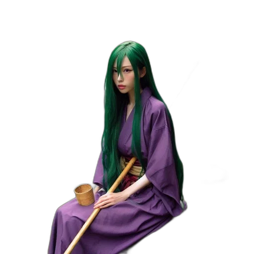 staff, dress, sword, hair transparent PNG cut-out