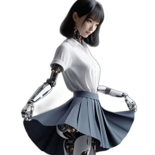 robot, dress, concept art, 3d render transparent PNG cut-out