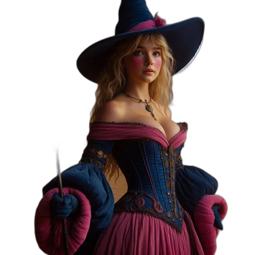 dress, hat, staff, crown transparent PNG cut-out