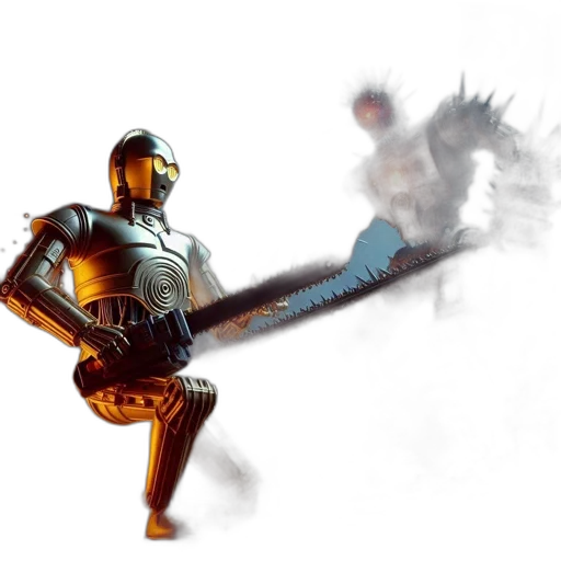 robot, sword, weapon, staff transparent PNG cut-out
