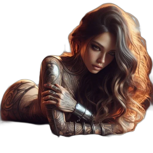 hair, jewelry, weapon, fantasy art transparent PNG cut-out