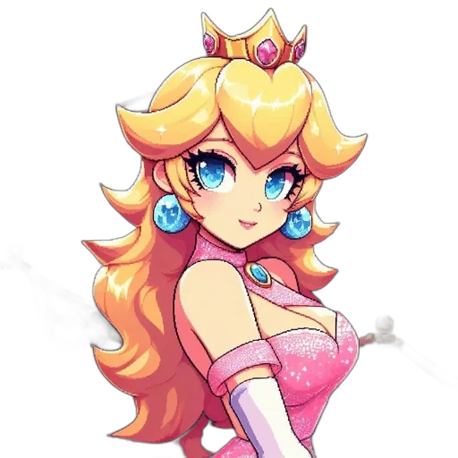 crown, dress, staff, pixel art transparent PNG cut-out