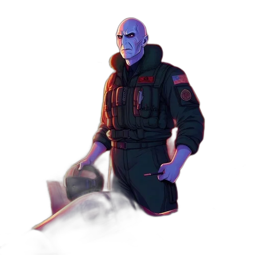 jacket, robot, weapon, staff transparent PNG cut-out