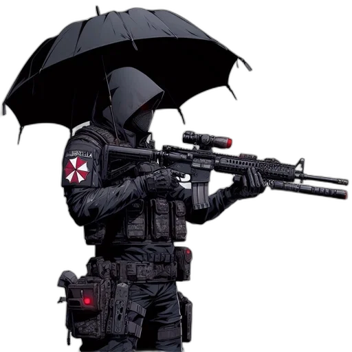 umbrella, weapon, jacket, staff transparent PNG cut-out
