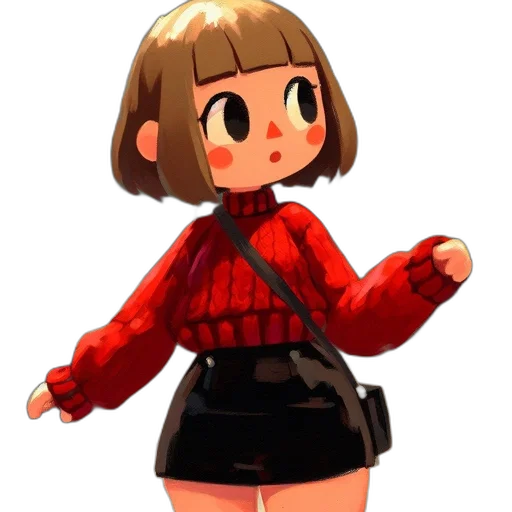 jacket, dress, staff, creature transparent PNG cut-out