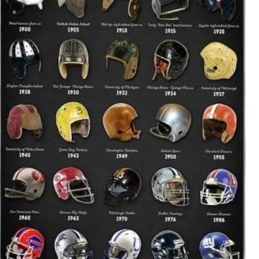 collage, football, helmets, various transparent PNG cut-out