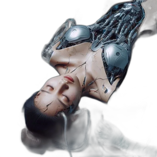 robot, creature, face, cyberpunk transparent PNG cut-out