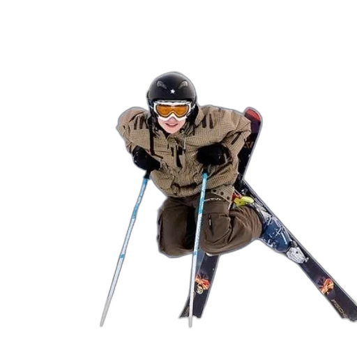 skier, brown, jacket, black transparent PNG cut-out