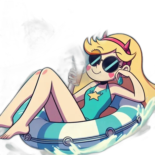 dress, staff, cartoon, vaporwave transparent PNG cut-out