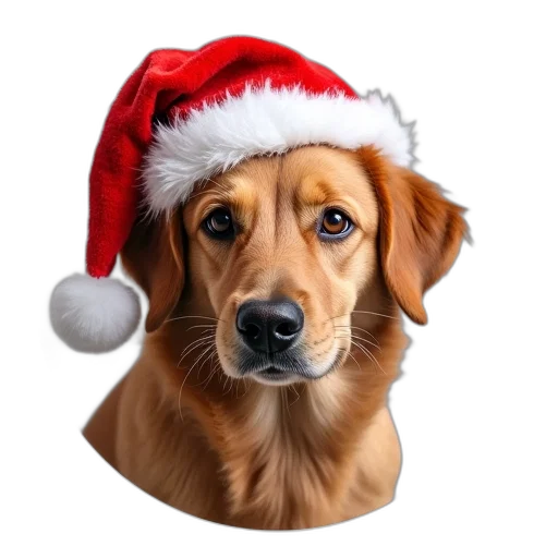 hat, photorealistic, dog, christmas transparent PNG cut-out