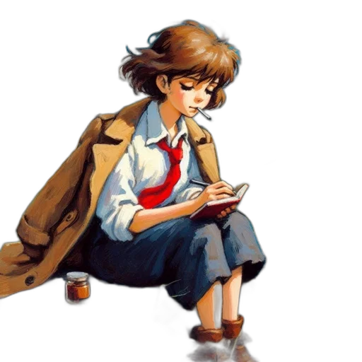 jacket, staff, concept art, anime transparent PNG cut-out