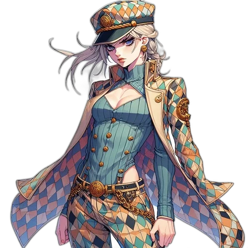 hat, dress, staff, jewelry transparent PNG cut-out