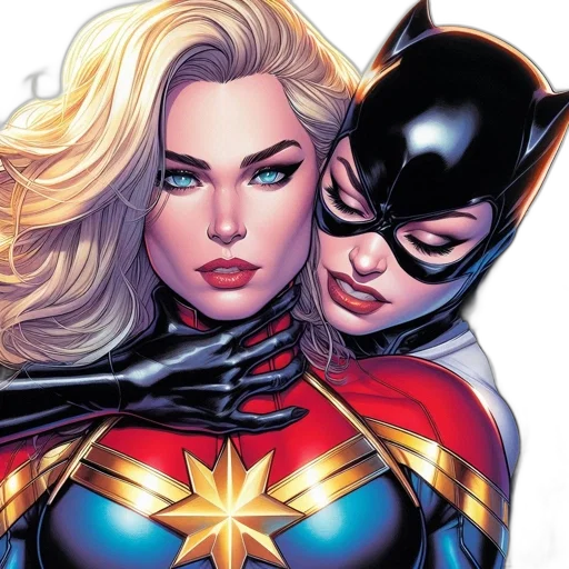comic book art, two, females, comic transparent PNG cut-out