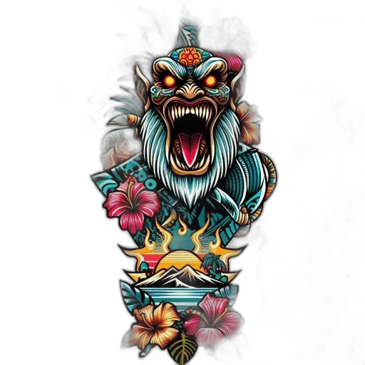 dragon, staff, creature, mask transparent PNG cut-out