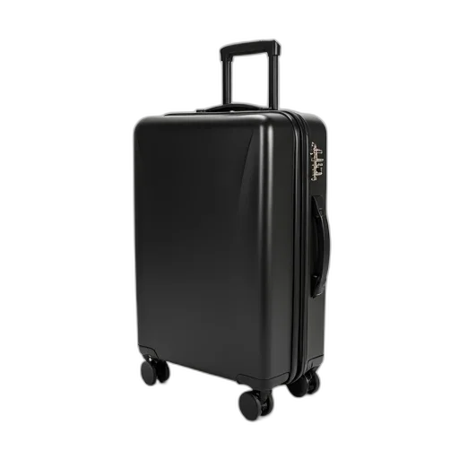 black, sturdy, modern-looking, suitcase transparent PNG cut-out