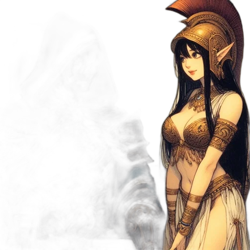 dress, staff, sword, fantasy art transparent PNG cut-out