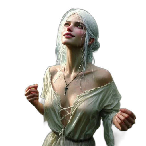dress, face, staff, concept art transparent PNG cut-out
