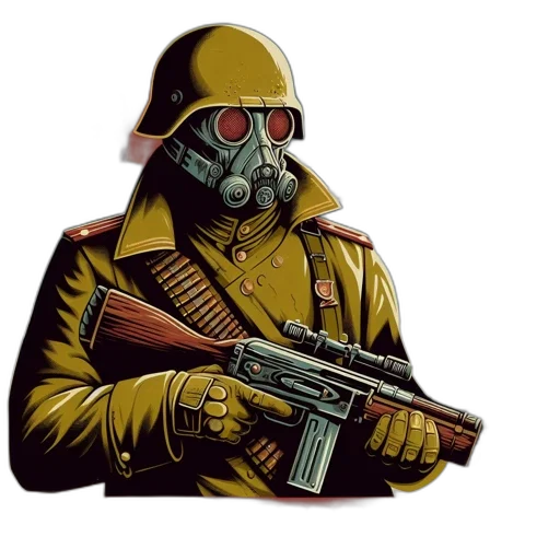 mask, jacket, weapon, robot transparent PNG cut-out