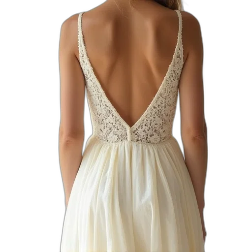 dress, cream, plea, back transparent PNG cut-out