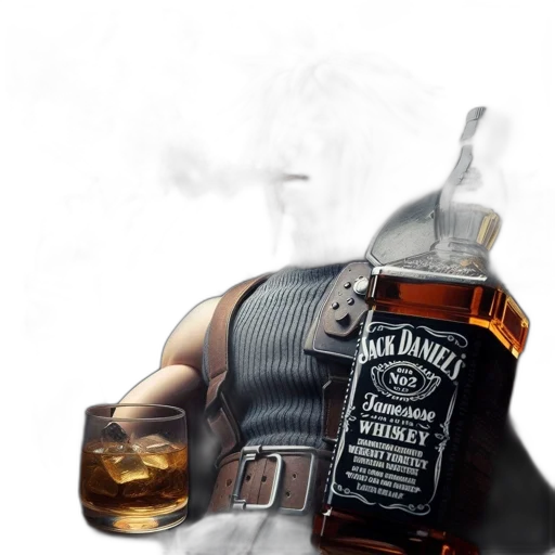 bottle, jacket, weapon, photorealistic transparent PNG cut-out