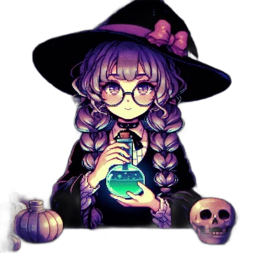 staff, hat, creature, pixel art transparent PNG cut-out