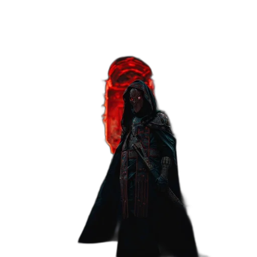 dress, jacket, staff, mask transparent PNG cut-out