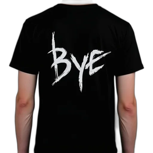 bye, shirt, black, white transparent PNG cut-out
