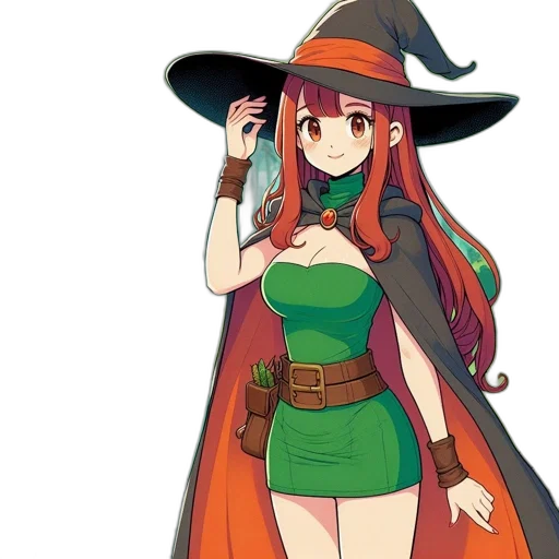 dress, staff, hat, dragon transparent PNG cut-out