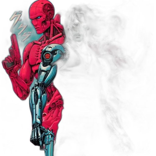 robot, concept art, comic book art, cyberpunk transparent PNG cut-out