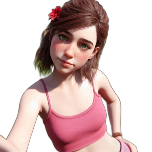 dress, face, staff, 3d render transparent PNG cut-out