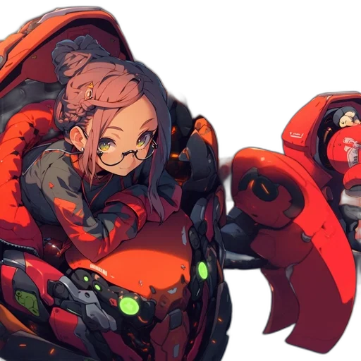 robot, jacket, weapon, face transparent PNG cut-out