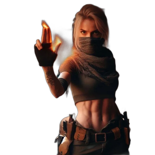 weapon, mask, staff, jacket transparent PNG cut-out