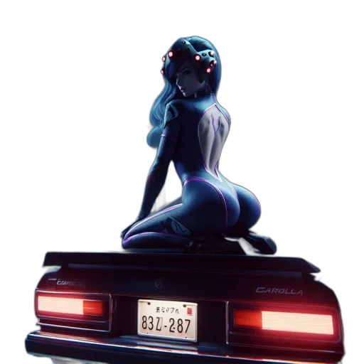car, vaporwave, concept art, 3d render transparent PNG cut-out