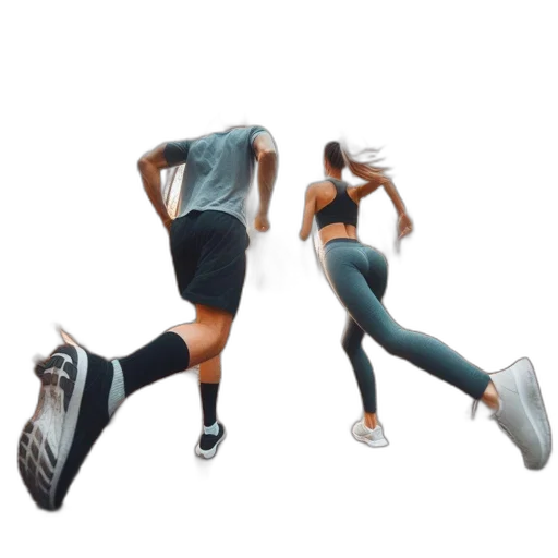 two, people, jog, through transparent PNG cut-out