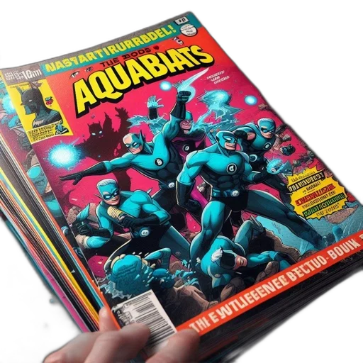 comic book art, underwater, cover, art transparent PNG cut-out