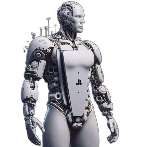 robot, 3d render, concept art, cyberpunk transparent PNG cut-out