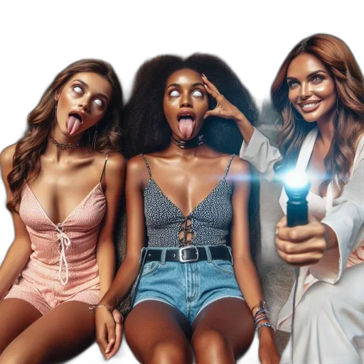 three, young, women, wearing transparent PNG cut-out