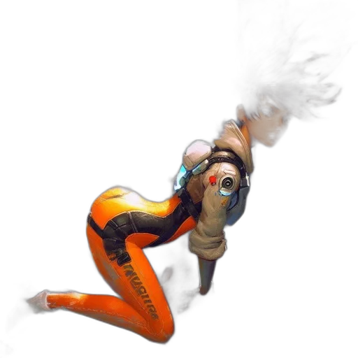 robot, staff, hair, weapon transparent PNG cut-out