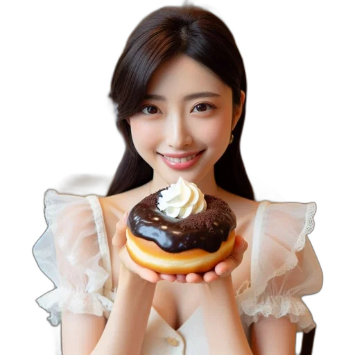 food, photorealistic, young, woman transparent PNG cut-out