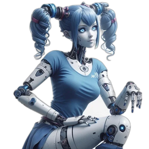 robot, concept art, cyberpunk, 3d render transparent PNG cut-out
