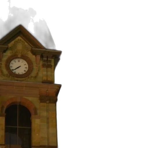 building, 3d render, photorealistic, clock transparent PNG cut-out