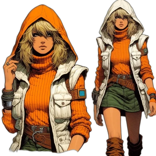 jacket, concept art, comic book art, earth tones transparent PNG cut-out