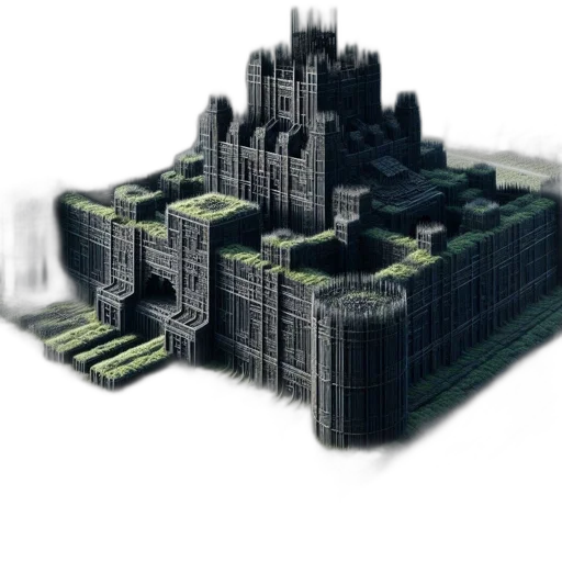 building, crown, robot, 3d render transparent PNG cut-out