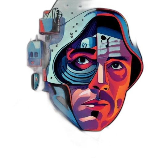 mask, robot, face, comic book art transparent PNG cut-out