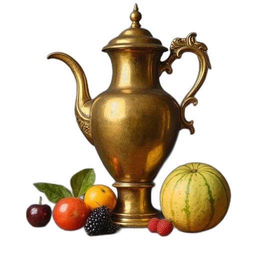 food, crown, photorealistic, oil painting transparent PNG cut-out